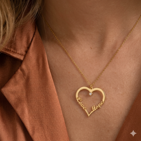 Stainless Steel Personalized Name Customized Heart Necklace